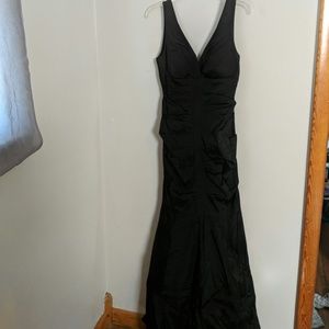 Back floor length evening gown